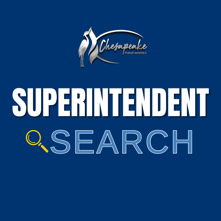 Blue and white graphic with Superintendent Search in text
