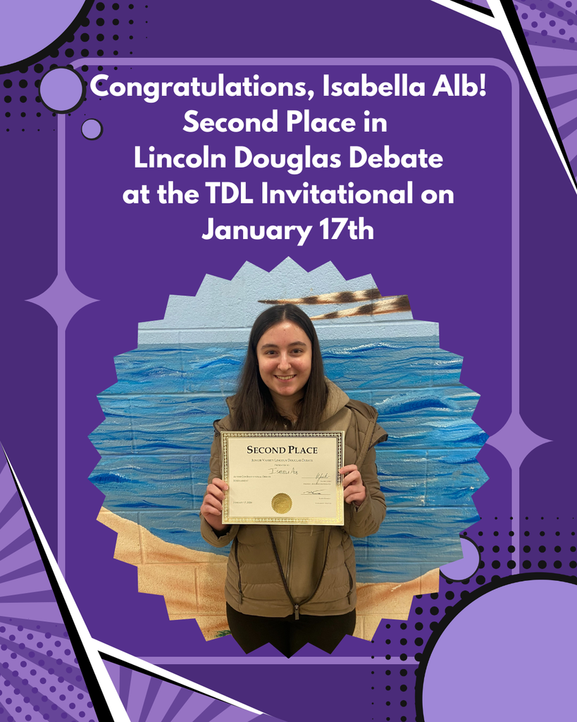 Picture of student winning 2nd place at Debate tournament