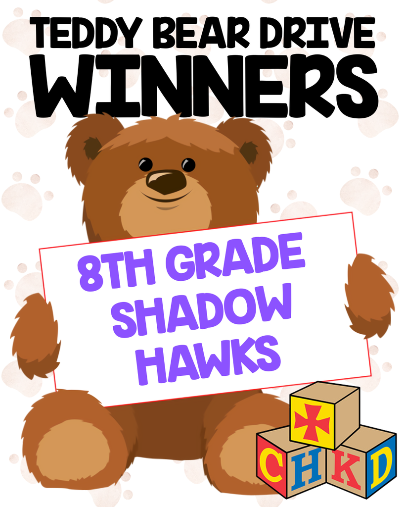 Teddy Bear drive winners 8th grade shadow hawks CHKD