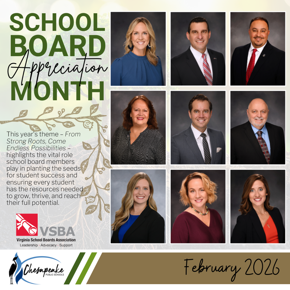 small square images of each school board member with School Board Appreciation Month in text along with theme description. All info on graphic included in post.