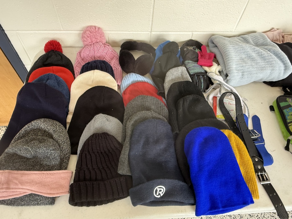 hats and belts in the lost and found