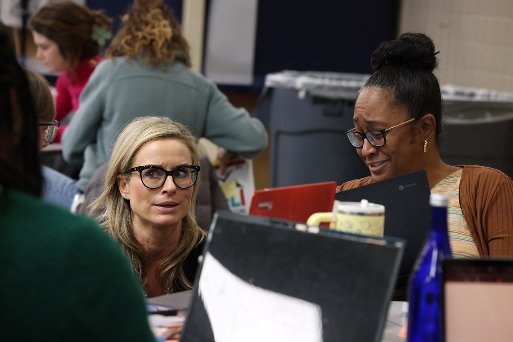 Catlin Tucker and female teacher with a silly look on their faces