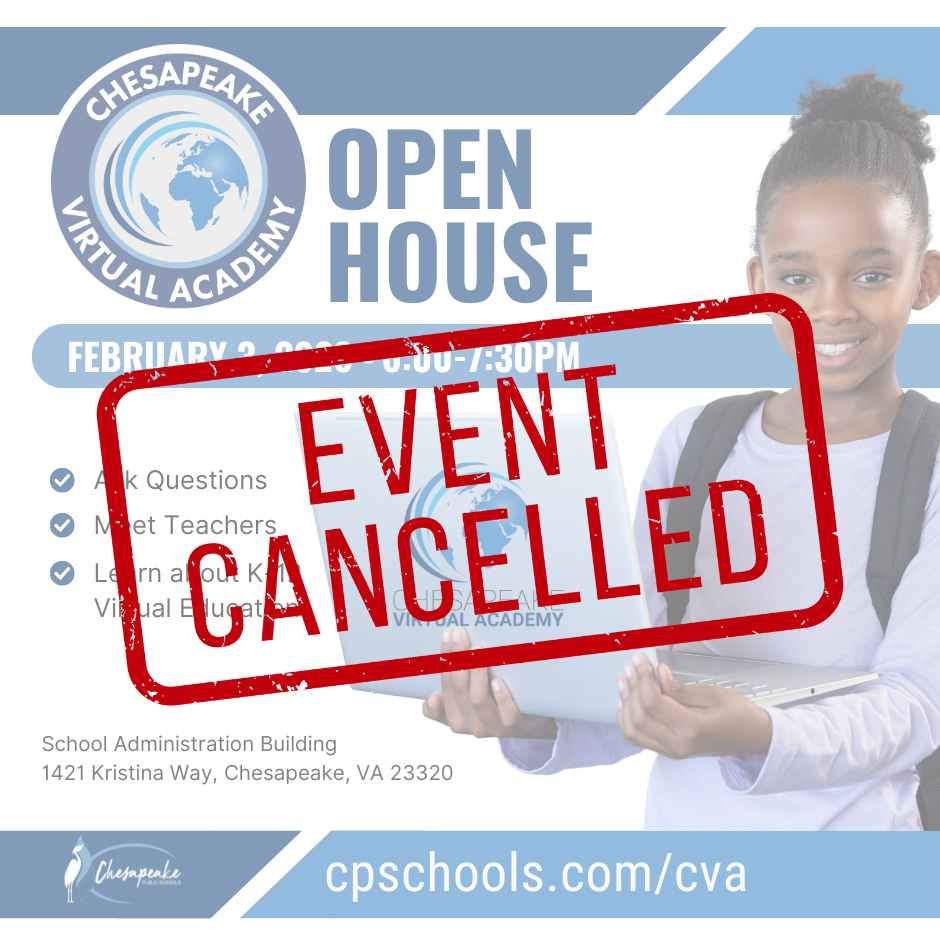 stock photo of little girl holding laptop and text with info about CVA Open house. All info included on graphic included in post. 