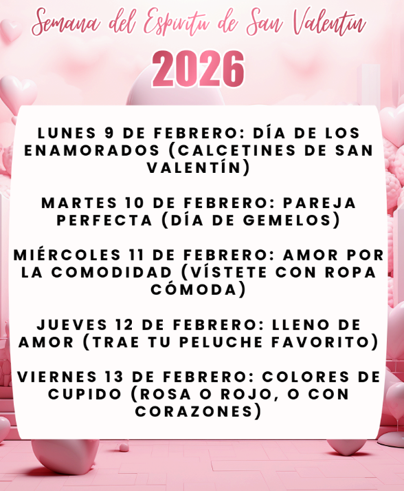 Valentine's spirit week flyer in spanish