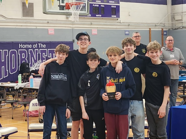 six students with their robotics awards