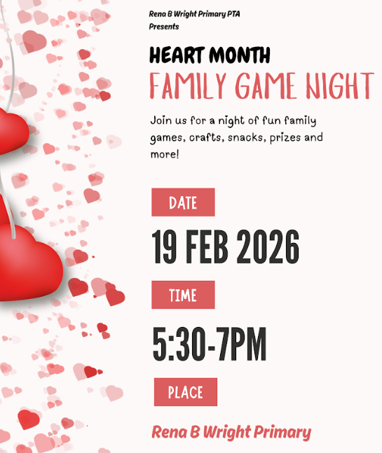 Hear Month Family Game Night 5:30-7pm