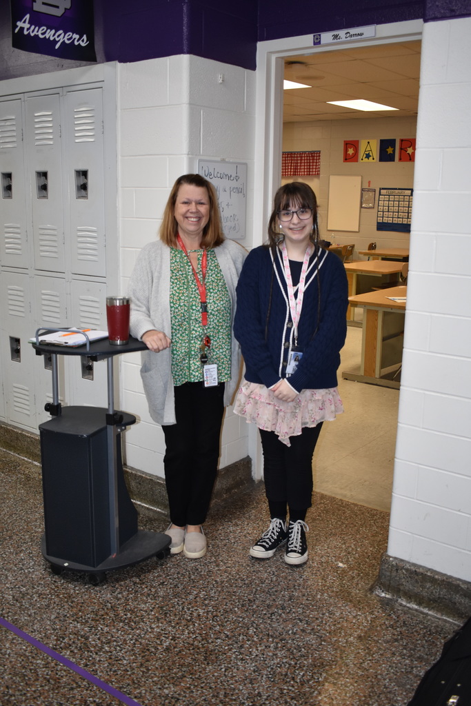 A teacher and a student dressed up for Dressed for Success day.