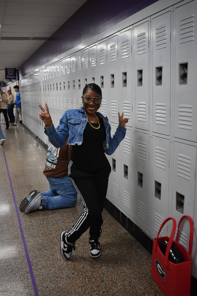 A teachers dressed in her 90s gear!