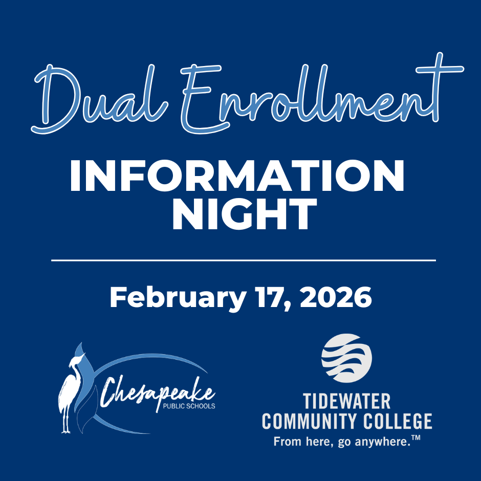 Dual Enrollment Information Night with Chesapeake Public Schools and TCC logos