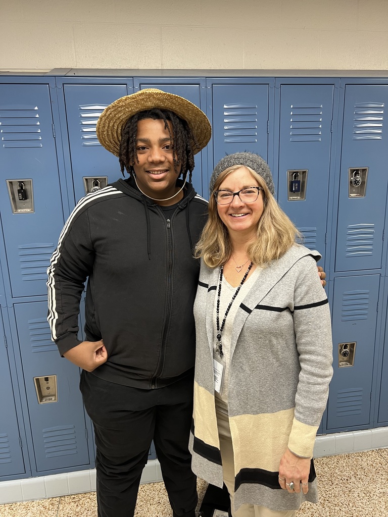 Students and Teachers participating in Hat Day!