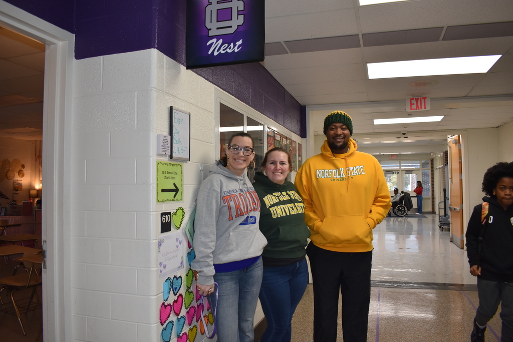 Three teachers wearing a their HBCU spirit wear!