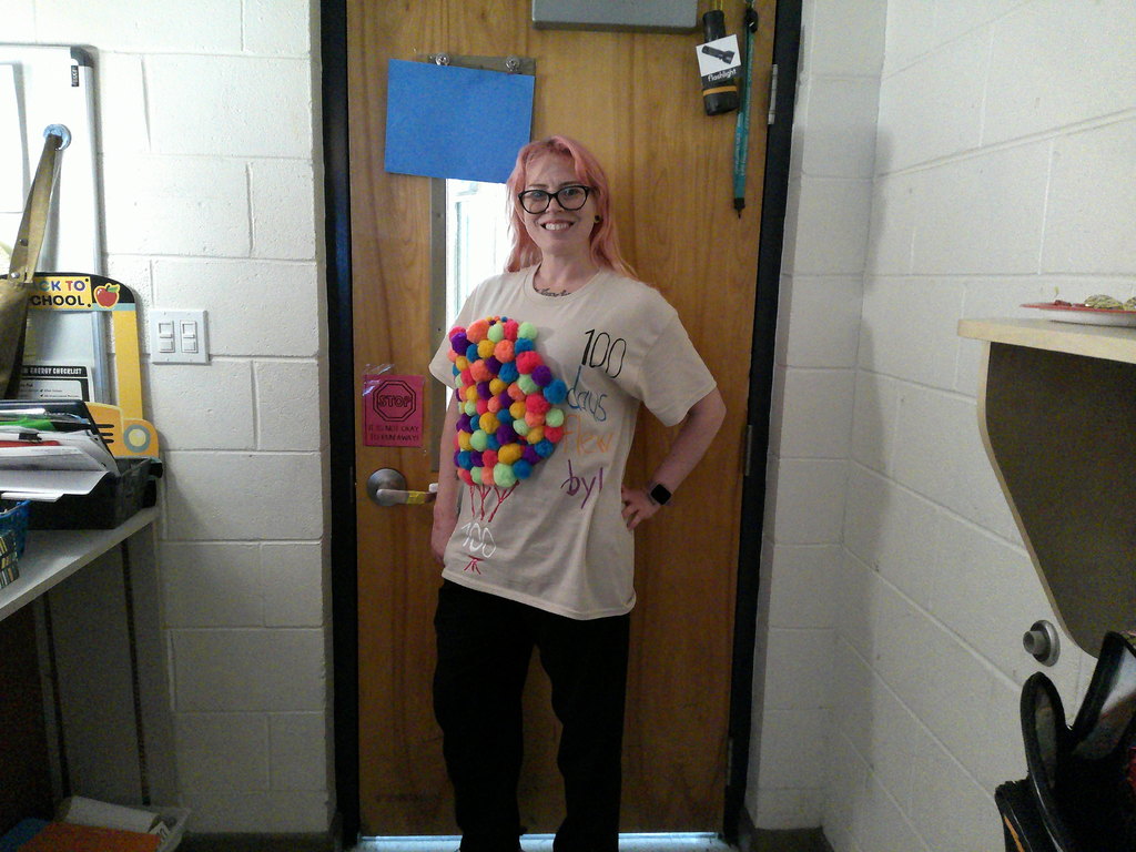 Mrs. G wearing her homemade shirt