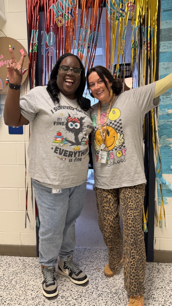 Ms. D. Williams and Mrs. Mayberry celebrate the 100th day