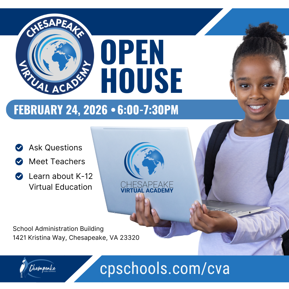 Girl Holding laptop. Information for CVA Open house all included in post.