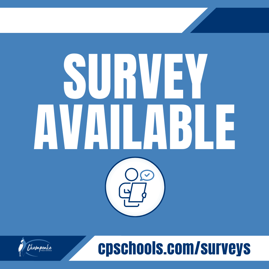 Survey Available on blue and white background.