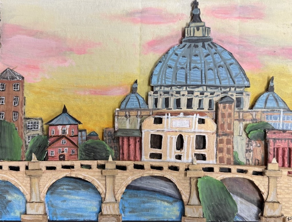 cardboard image of italy