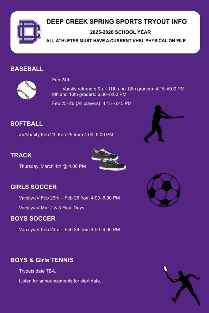 DCHS Spring Tryout Information