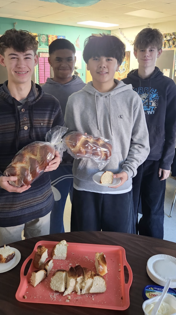 students trying Jewish foods