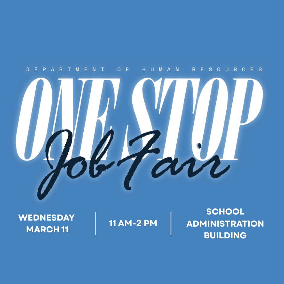 One stop job fair on blue background. all details in post
