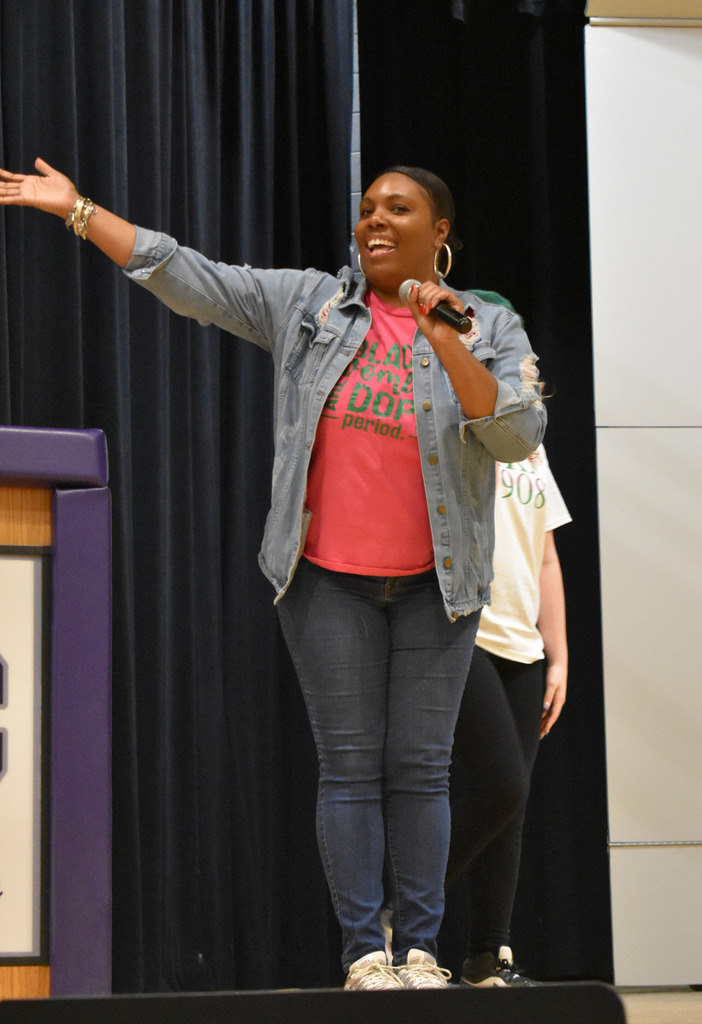 Ms. Lamb at our Black History Month Assembly