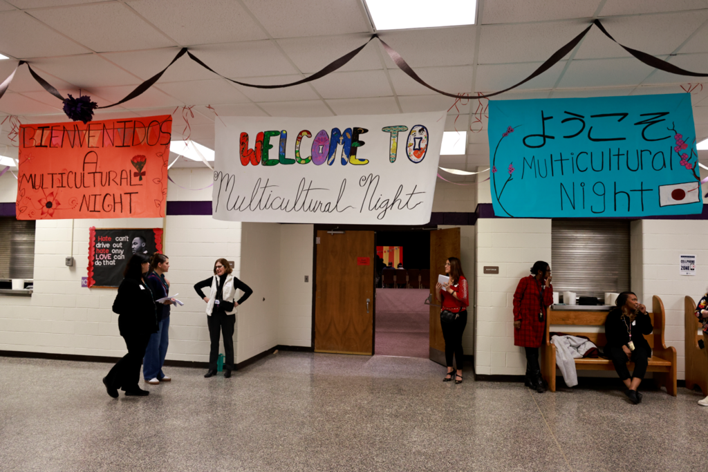Multicultural Night Signs in hall