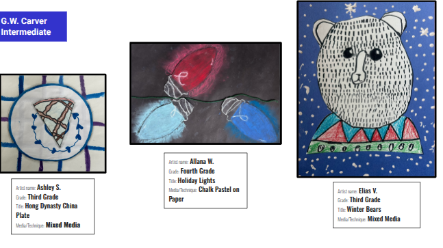 Multiple images from third, fourth, and fifth grade students.