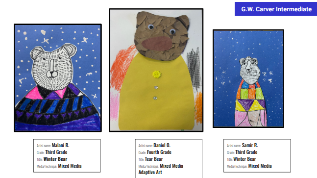 Multiple images from third, fourth, and fifth grade students.