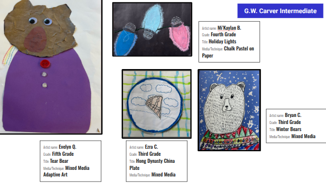 Multiple images from third, fourth, and fifth grade students.