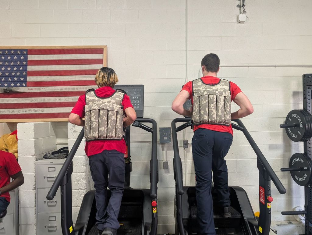 Firefighting students practicing their fitness