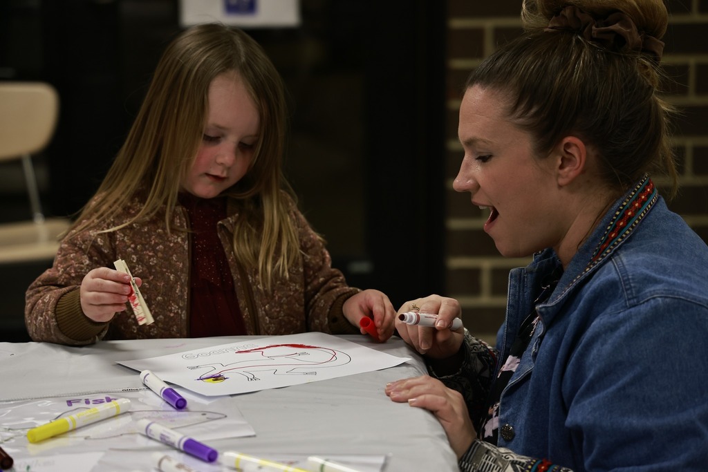 woman and child coloring
