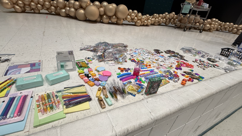 items on stage available for auction