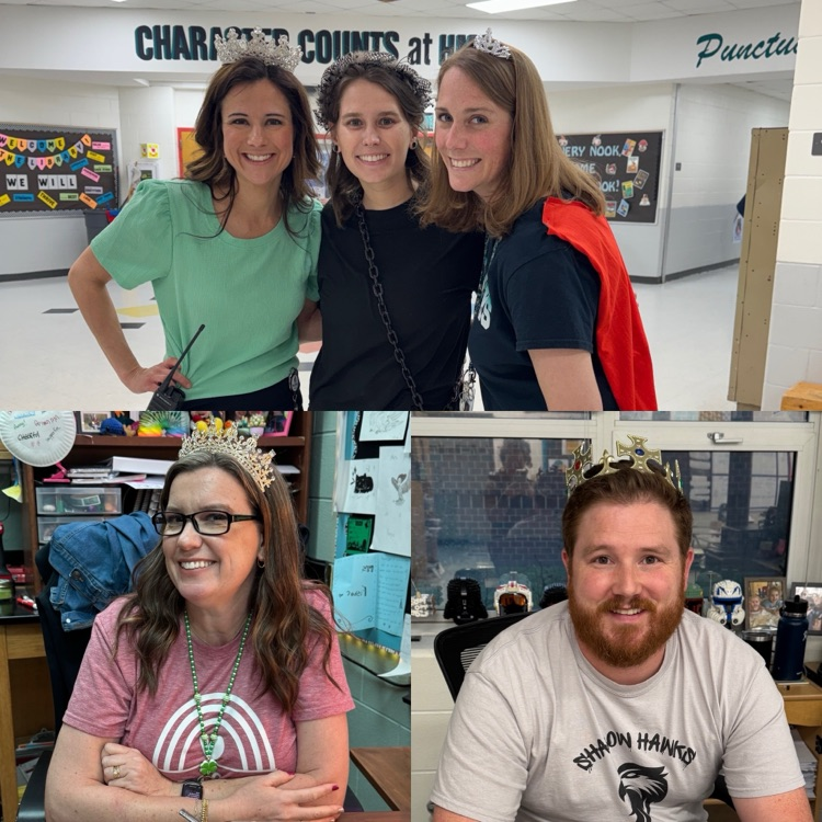 educators with crowns and capes