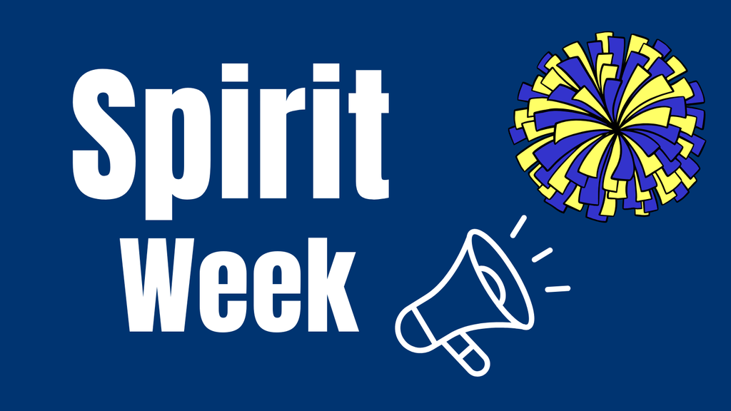 Megaphone and a pompom announcing Spirit Week!