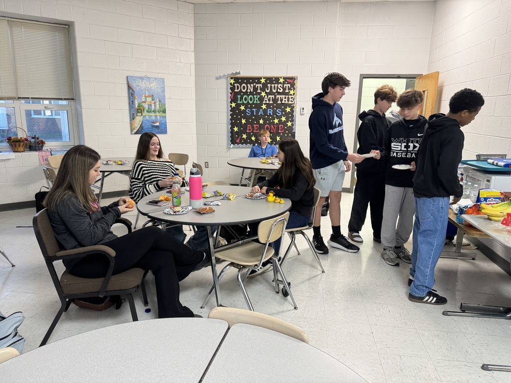 students enjoying a breakfast