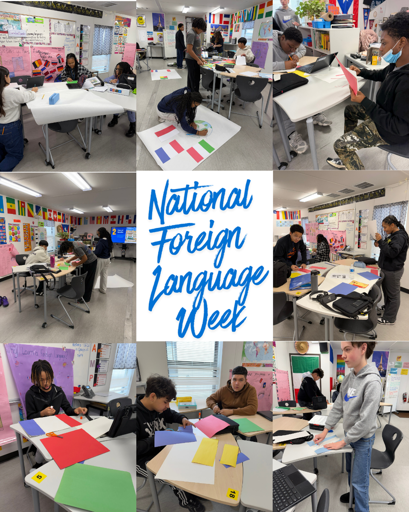 Students creating posters and shirts for national foreign language week 