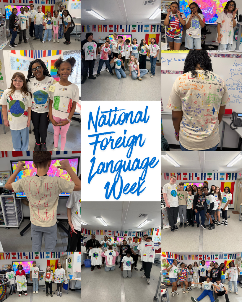 Students creating posters and shirts for national foreign language week 