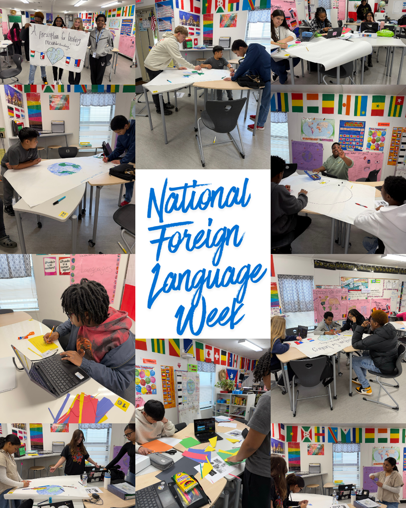 Students creating posters and shirts for national foreign language week 