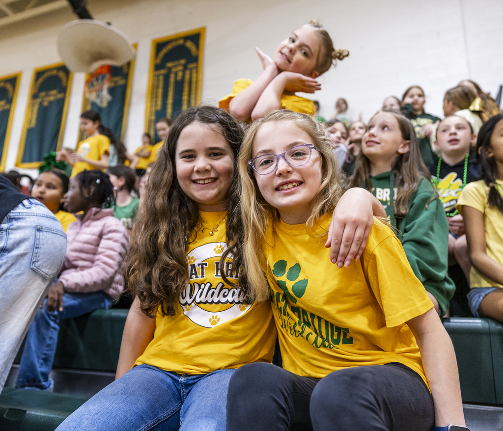 Spectators in the stands cheering