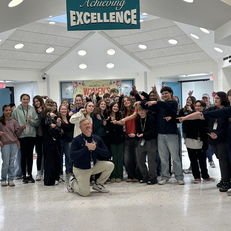 students celebrating our principal on his birthday