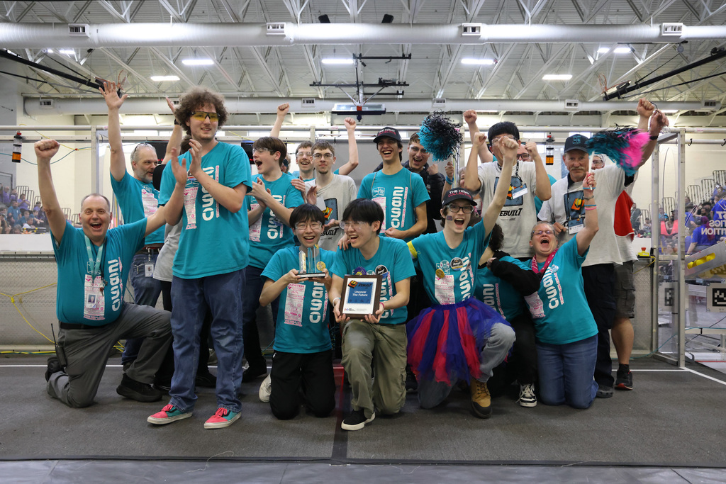 The HHS Robotics team celebrating with their awards!