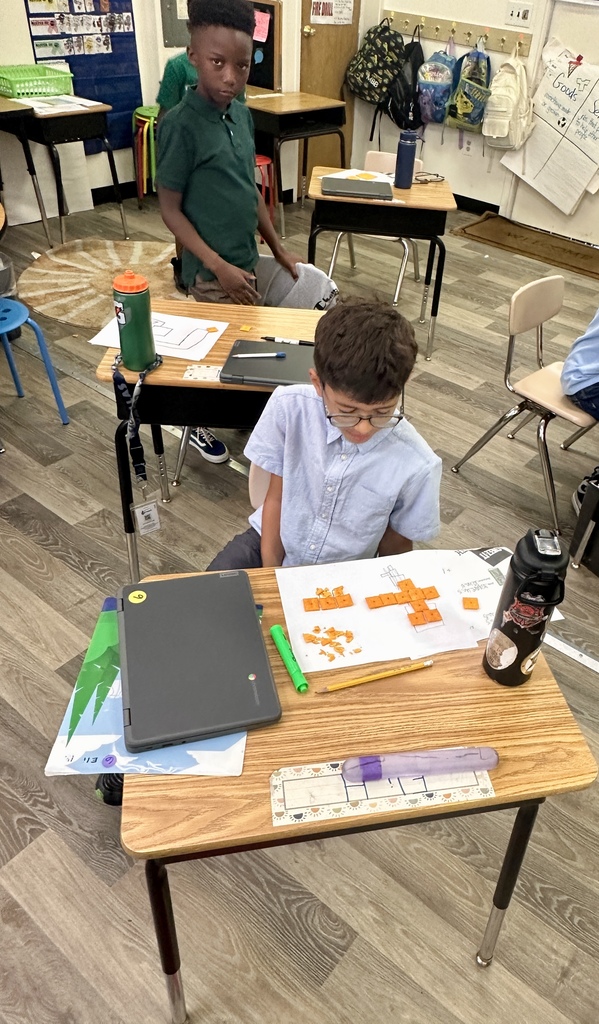 Mrs. Vogels' using Cheez-its to learn about perimeter and area.