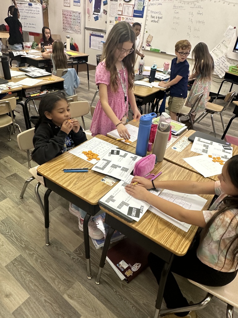 Mrs. Vogels' using Cheez-its to learn about perimeter and area.