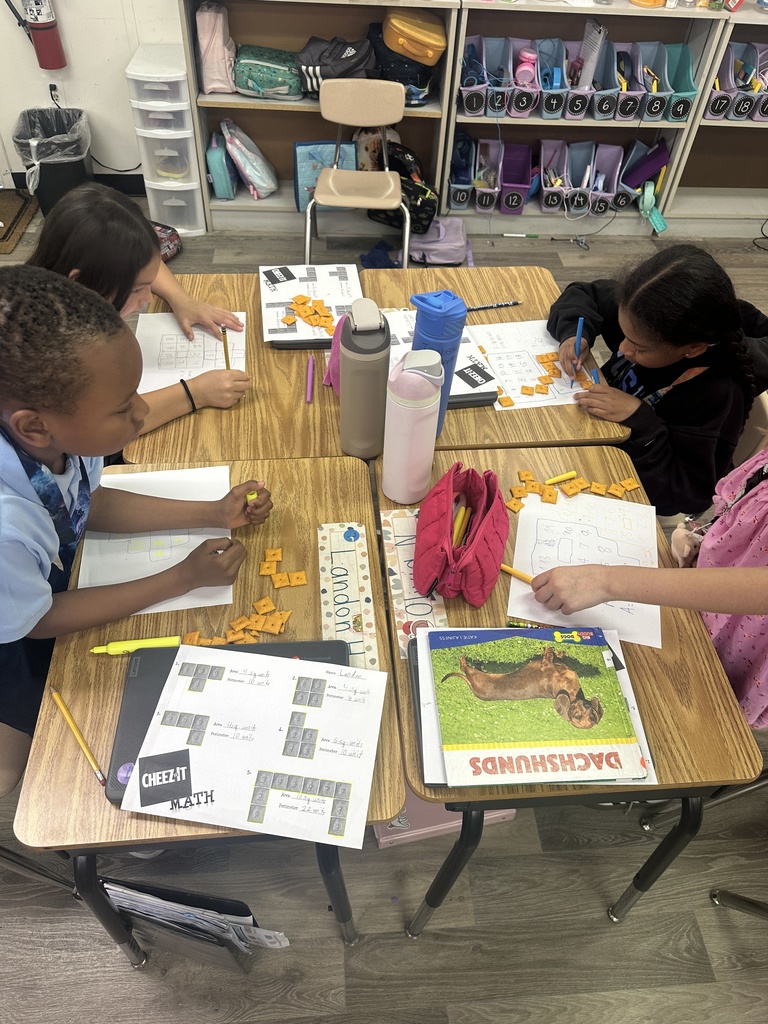 Mrs. Vogels' using Cheez-its to learn about perimeter and area.