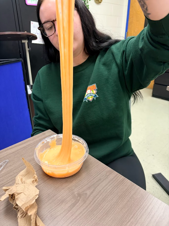 making slime and a big stretch