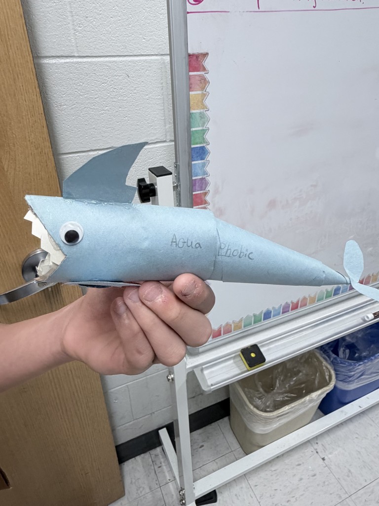 A student creation that resembles a shark
