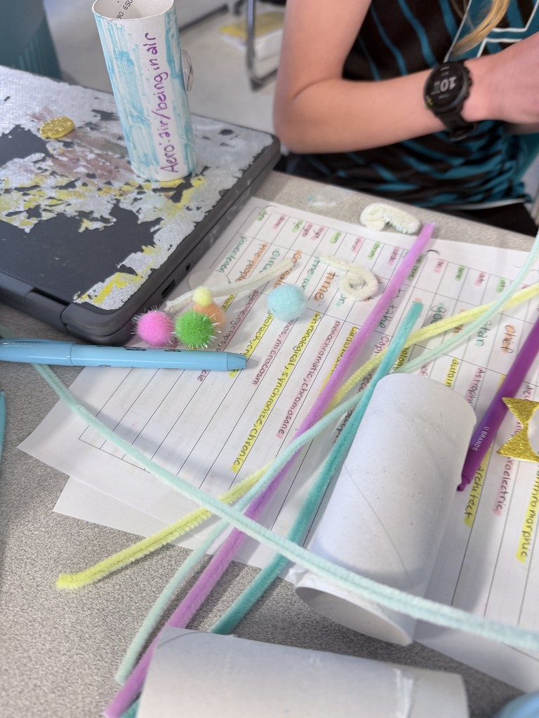 supplies on a desk ready for a student made creation