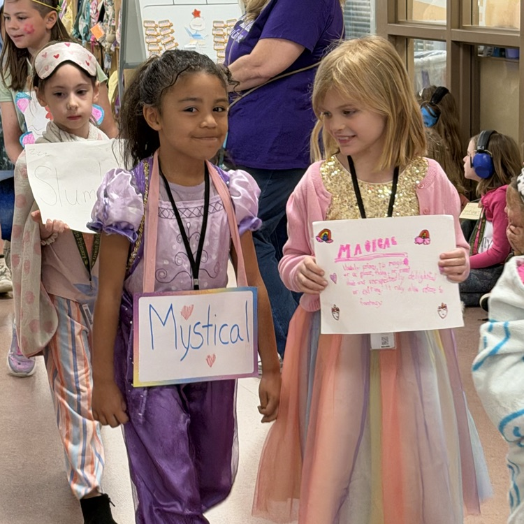 two girls dressed as Mystical and Magical for the vocabulary parade