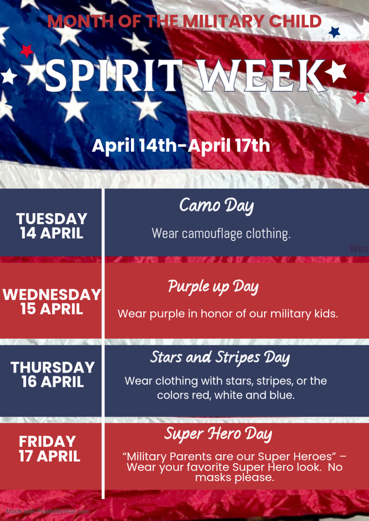 military child spirit week is April 14th to 17th
