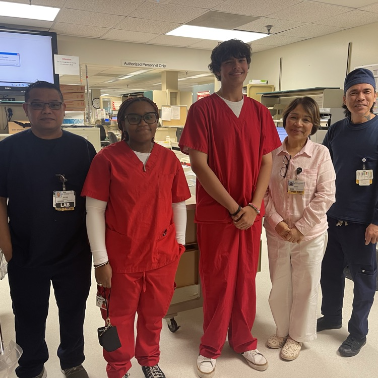 med lab students in the lab