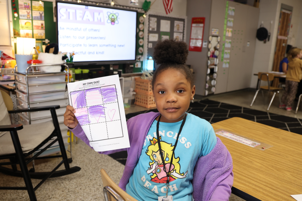 Celebrating STEAM Day with quilting in the classroom